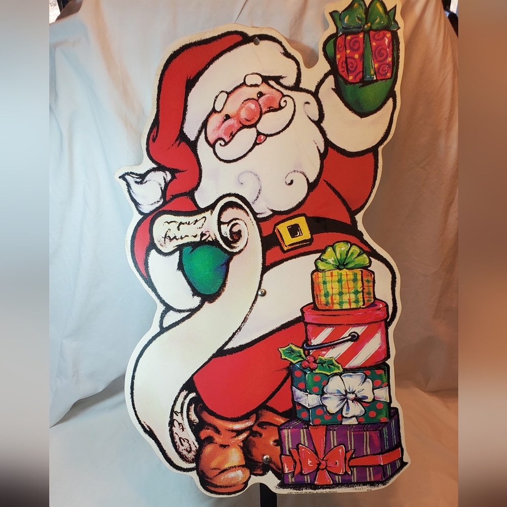 Santa Claus Presents List Vtg 2001 Yard Art Garden Stake Display Impact Plastics